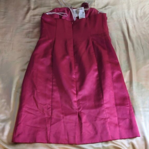 Davids Bridal Fuchsia Satin Dress 16 Barbie Side Drape Strapless Waterm Cl Sexy - Picture 5 of 5